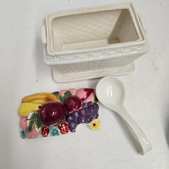 70s Vintage Fruit Basket Glass Tureen with Spoon – Retro Serveware - Picture 7 of 8